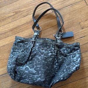 Coach Leopard Print Shoulder Bag in Black and Gray